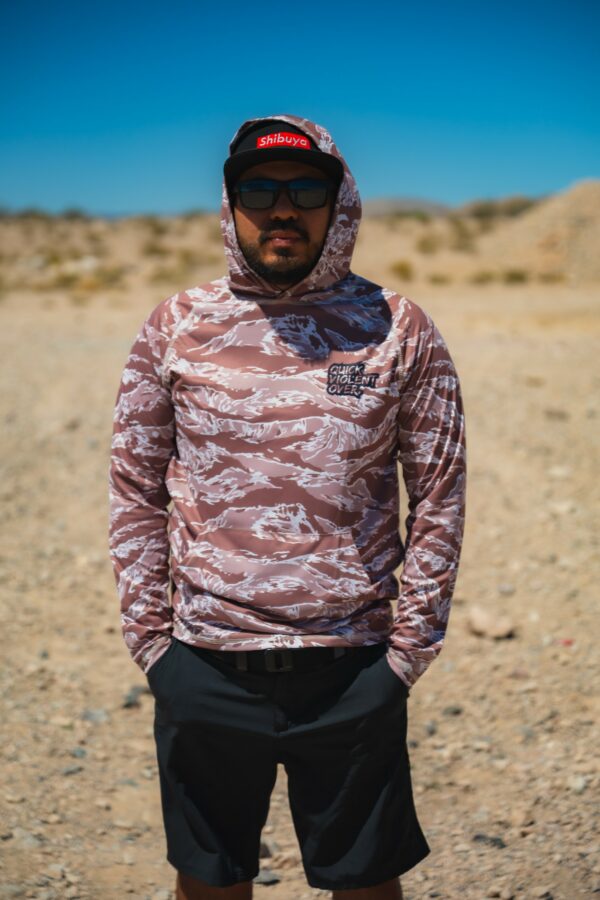 QVO "Tiger Stripe Arid Full Camo" UPF Hoodie - Image 2